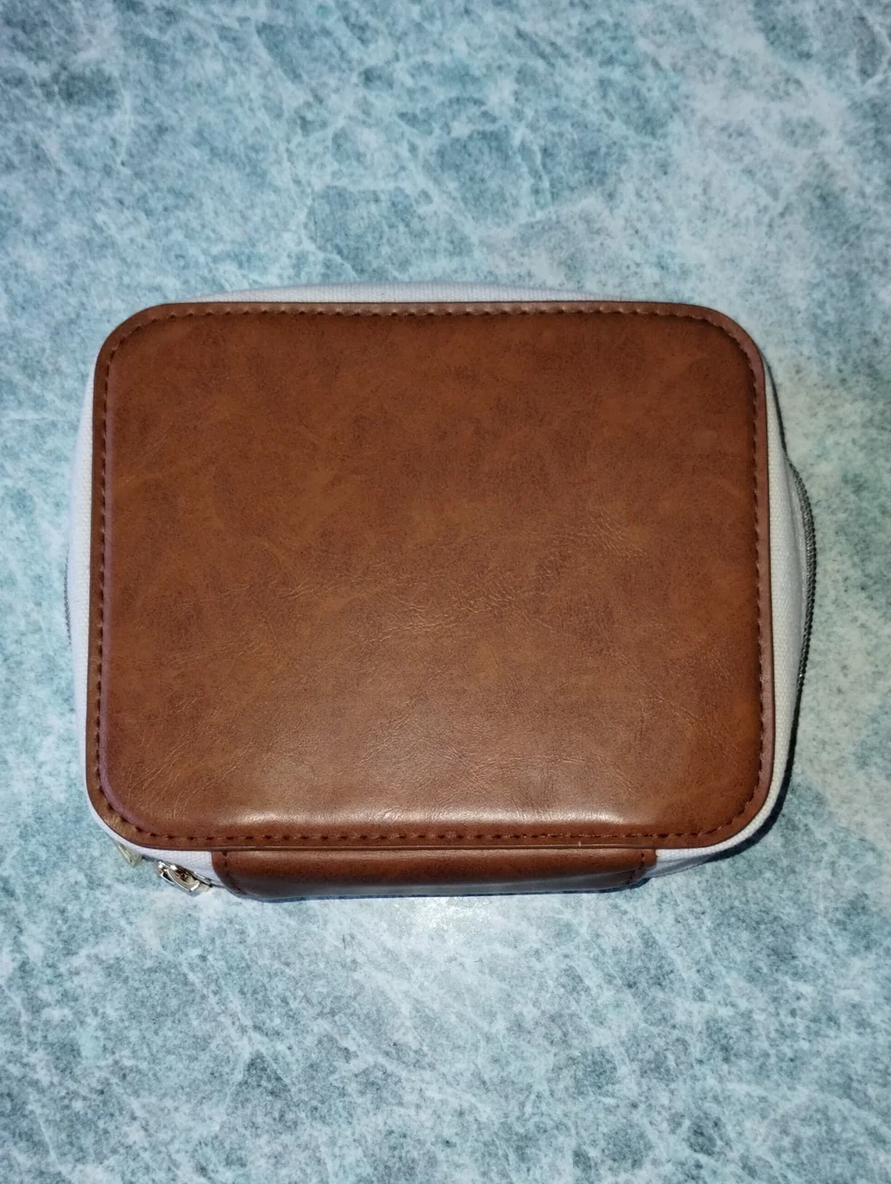 LANVIN Turkish Airlines Cosmetic  Case Pouch Tan Cream Gold Hardware